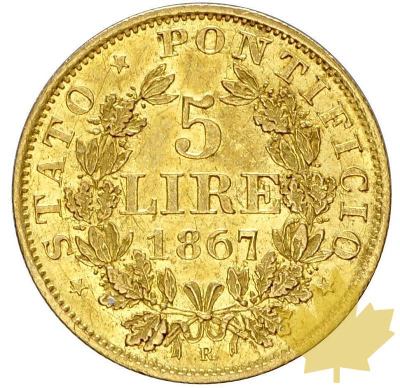 VATICAN-1867R-5 LIRE AN XXII-PIE IX-TTB-SUP - 12-agosto-2013-62.JPG