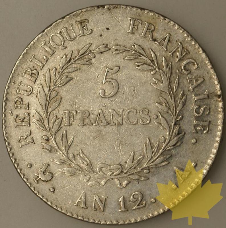 FRANCE-1803-5 Francs An 12A Premier Consul cp tr. TTB - 1284554333-FR-5FRAN12ATTB450B.jpg