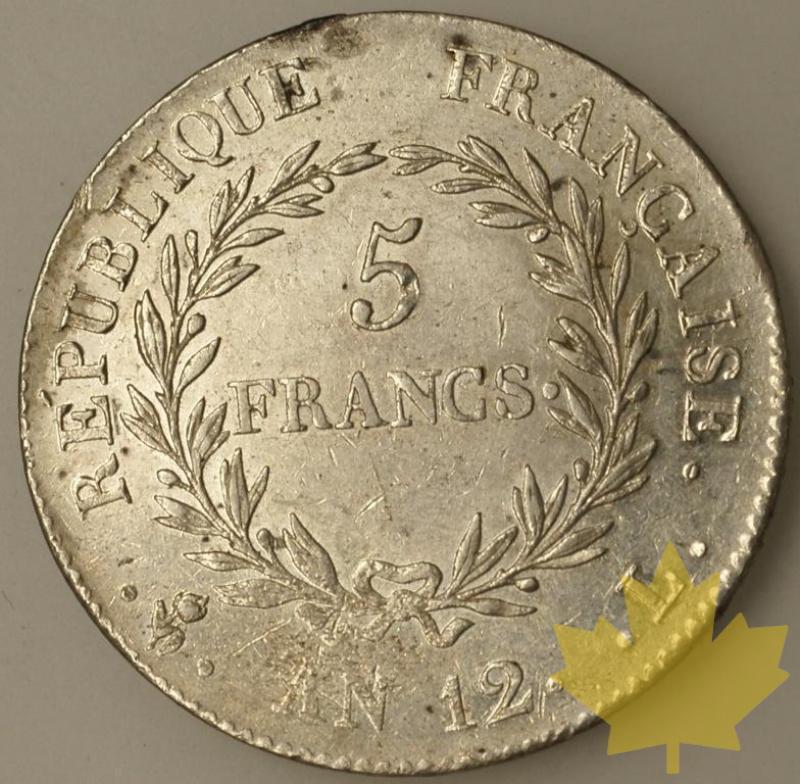 FRANCE-1803-5 Francs An 12L Premier Consul TTB/SUP - 1284556627-FR-5FRAN12LTTBSUP980B.jpg