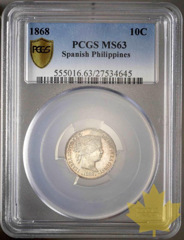 Spanish PHILIPPINES-1868-10 CENTIMOS-PCGS MS63 - 20140304160919_4-marzo-2014-01.jpg