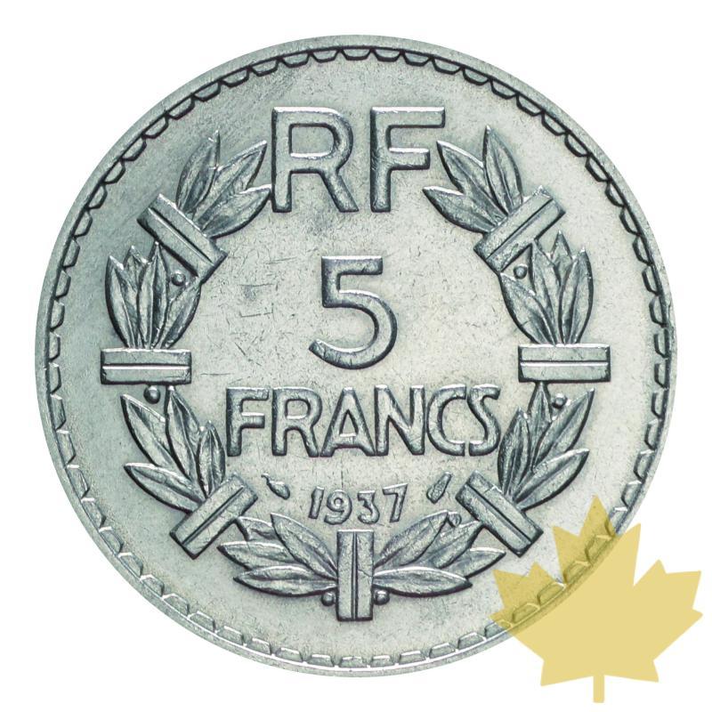 FRANCE-1937-5 FRANCS-III EME REPUBLIQUE-FDC - 20140703163655_5francs-1937supb.JPG
