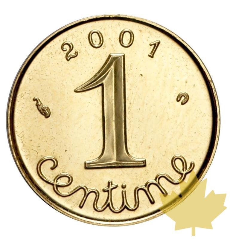 FRANCE-2001-1 CENTIME-EPREUVE OR-FDC - 20150508104551_1cent-2001-france-1.jpg