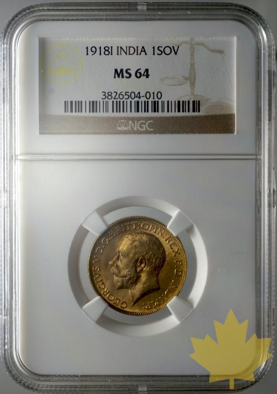 INDE-1918 I- SOUVEREIGN-GEORGE V-FDC-MS64 - 20150728145728_india-1918-pound-ms64-1.jpg