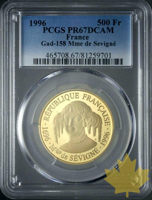 FRANCE-1996-500 FRANCS-Mme Sévigné-PCGS PR67 DEEP CAMEO-PROOF - 20160707141139_500fr-sevigne-1.jpeg
