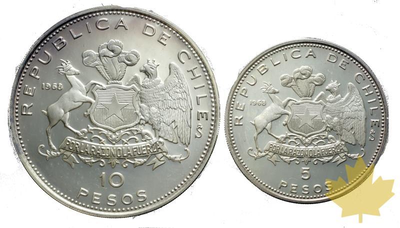 CHILE-1968-5 ET 10 PESOS ARGENT-BE-PROOF - 20160920115340_CHILE-1968-10-5PESOS-2.JPG