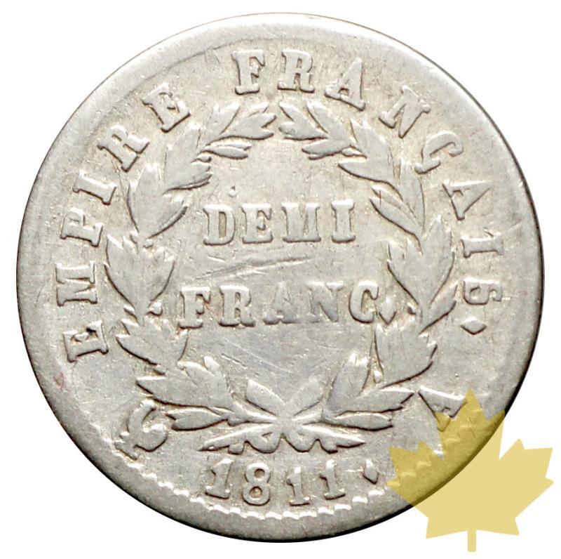 FRANCE-1811A-DEMI FRANC-NAPOLÉON EMPEREUR-TB-TTB - 20160921150952_1811a-demi-franc-tb-1.JPG