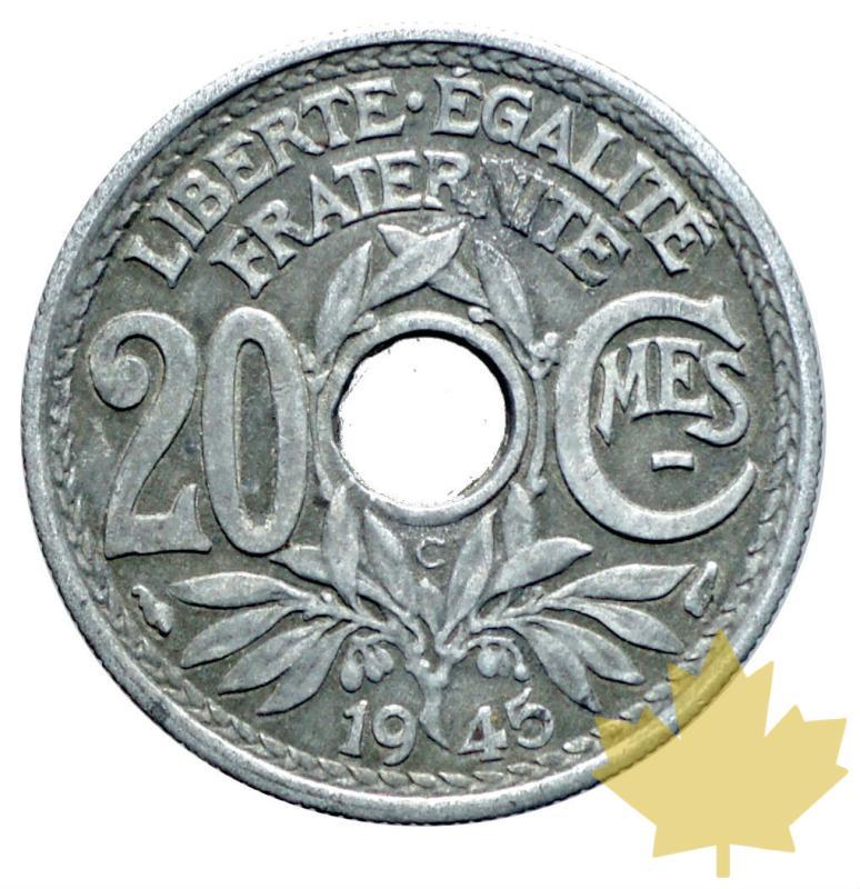 FRANCE-1945C-20 CENTIMES-CASTELSARRASIN-Lindauer-TTB - 20161012103303_25cent-1945c-ttb-2.JPG