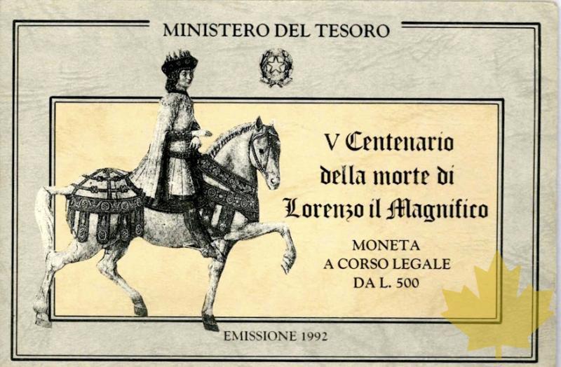 ITALIE-1992-500 LIRE-LORENZO IL MAGNIFICO ROME-FDC - 20161013162558_500lire-commemorative-1.jpeg