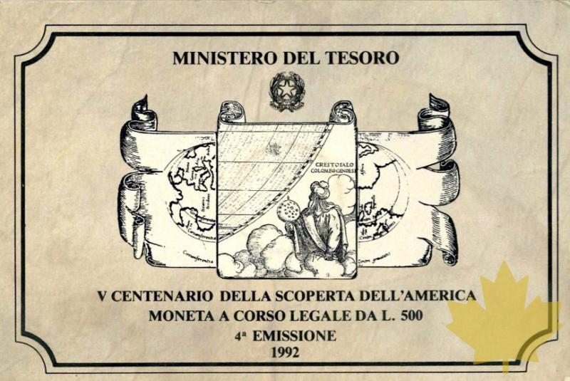ITALIE-1992-500 LIRE-SCOPERTA DELL’AMERICA 4° emissione ROME-FDC - 20161013162828_500lire-commemorative-5.jpeg