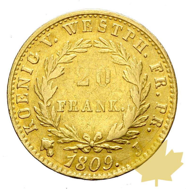 ROYAUME DE Westphalie-1809 J-20 FRANCS-JÉRÔME NAPOLÉON-TTB+ - 20161110163304_20fr-westph-1809j-ttb-2.JPG