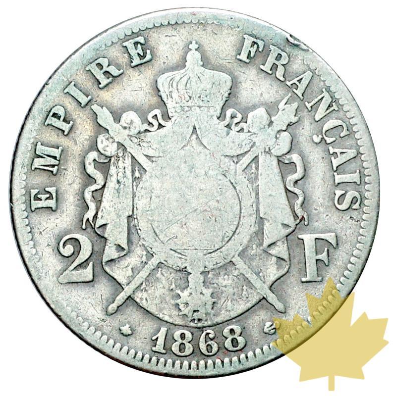 FRANCE-1868 A-2 FRANCS-NAPOLEON III tête laurée-B-TB - 20170106140543_1868-2francs-2.JPG