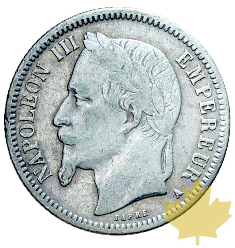 FRANCE-1867 A-1 FRANC-NAPOLEON III tête laurée-TB-TTB - 20170106141215_1869-1franc-1.JPG