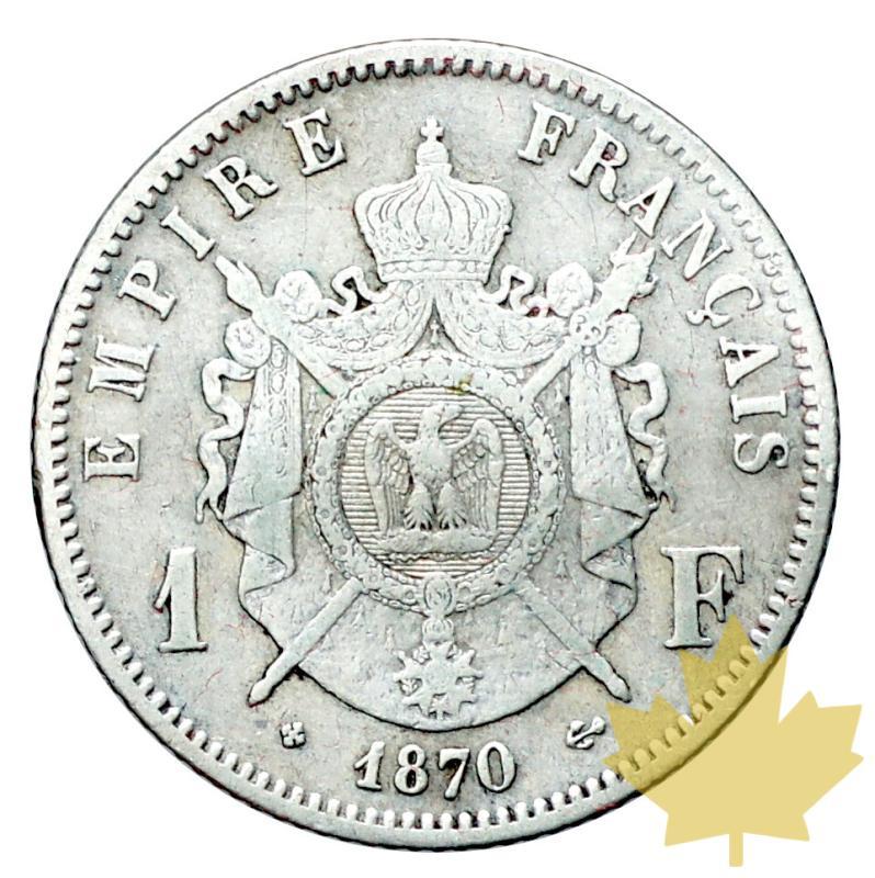 FRANCE-1870 BB-1 FRANC-NAPOLEON III tête laurée-TTB - 20170106141338_1870-1franc-2.JPG