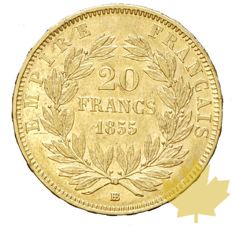 FRANCE-1855BB-20 FRANCS-NAPOLEON III-STRASBOURG-TTB+ - 20170111112842_20francs-1855bb-2.JPG