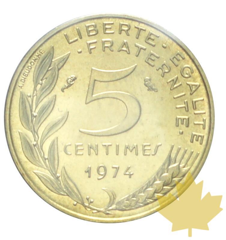 FRANCE-1974-5 centimes-FDC - 20170131160630_5CENT-1974-2.JPG