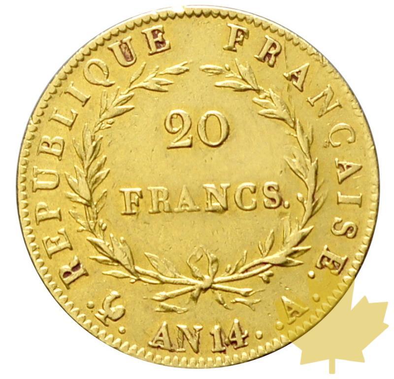FRANCE-AN14 A(1805)-20 FRANCS-PREMIER EMPIRE-NAPOLEON-TTB - 20170321161317_20FRANCS-AN14A-2.JPG