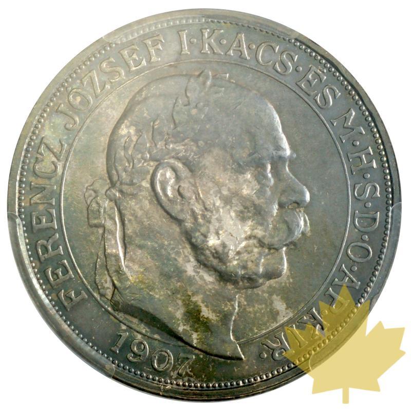 Hongrie-1907 KB-5 KORONA-Franz Joseph-PCGS MS63 - 20170517140146_5korona-1907kb-ms63-1.JPG