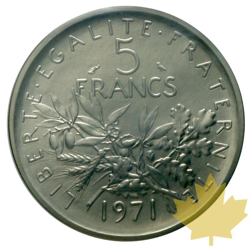FRANCE-1971-5 FRANCS PIEFORT Cu-Ni-FDC - 20170529110616_piefort19715francs-2.JPG