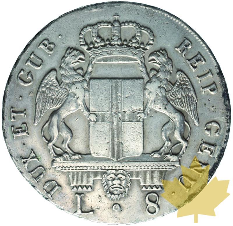 ITALIE-1796-8 LIRE- DOGI BIENNALI III FASE-Genova-TTB - 20170704173203_genova-8lire-1796-2.jpg