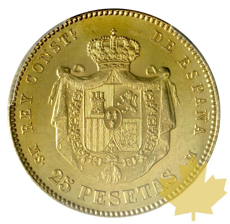 ESPAGNE-1881-25 PESETAS-ALFONSI XII-PCGS MS64 - 20170718150457_25PESETAS-1881-2.JPG