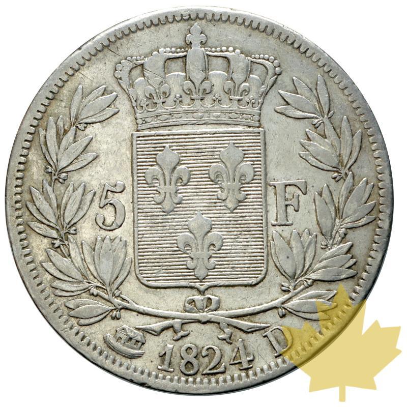 FRANCE-1824D-5 FRANCS-LOUIS XVIII-TB-TTB - 20170804102310_france-1824d-5francsargent-2.JPG