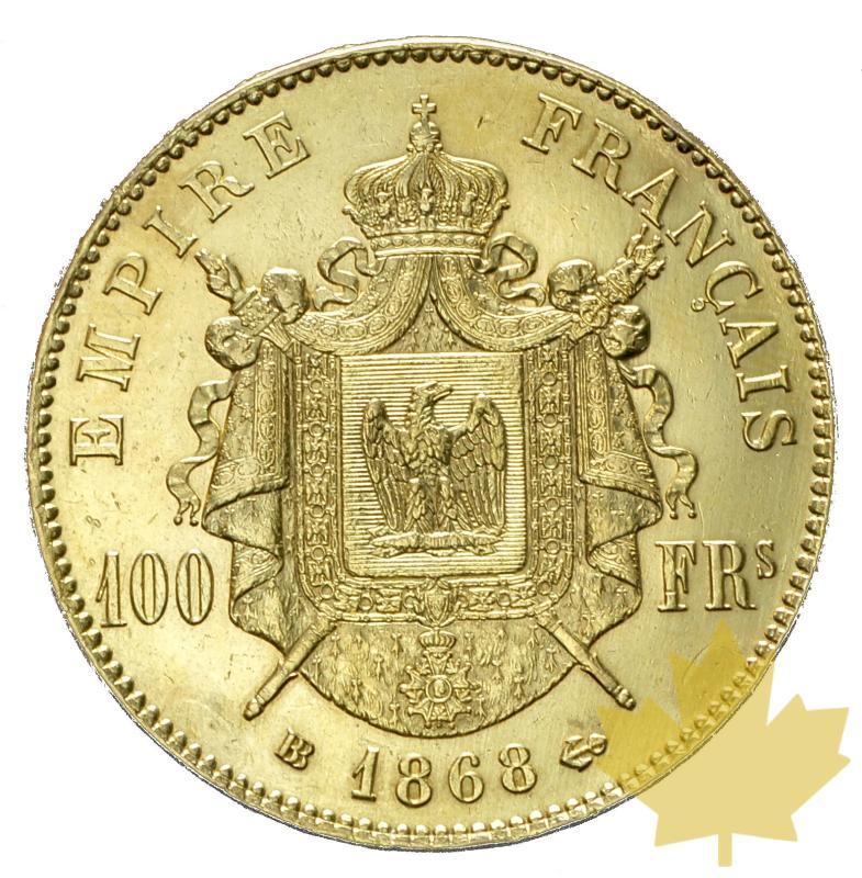 FRANCE-1868BB-100 FRANCS-NAPOLEON III tête laurée-SUP - 20170922115331_100francs-1868bb_2.JPG