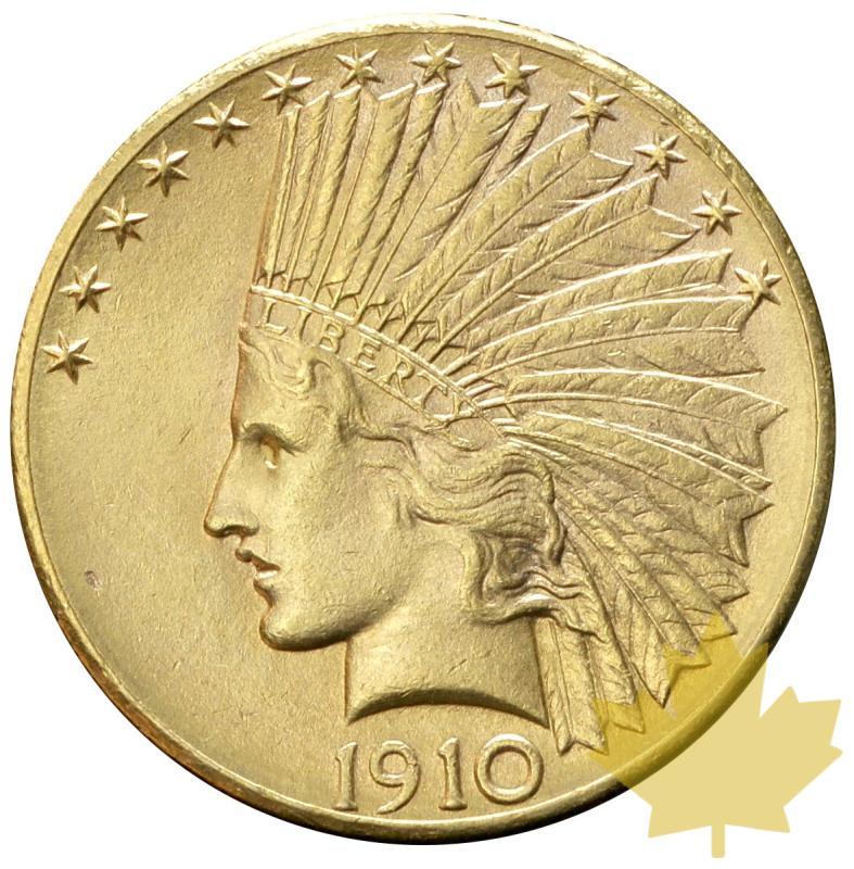 USA-1910D-10 DOLLARS-Indian Head-presque FDC - 20170928151624_10DOLLARS-1910D-1.JPG