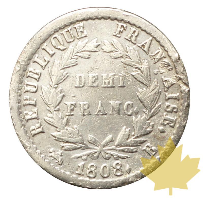 FRANCE-1808B-DEMI FRANC-Napoléon Empereur-TB - 20170928152950_demi-franc-1808b-2.JPG