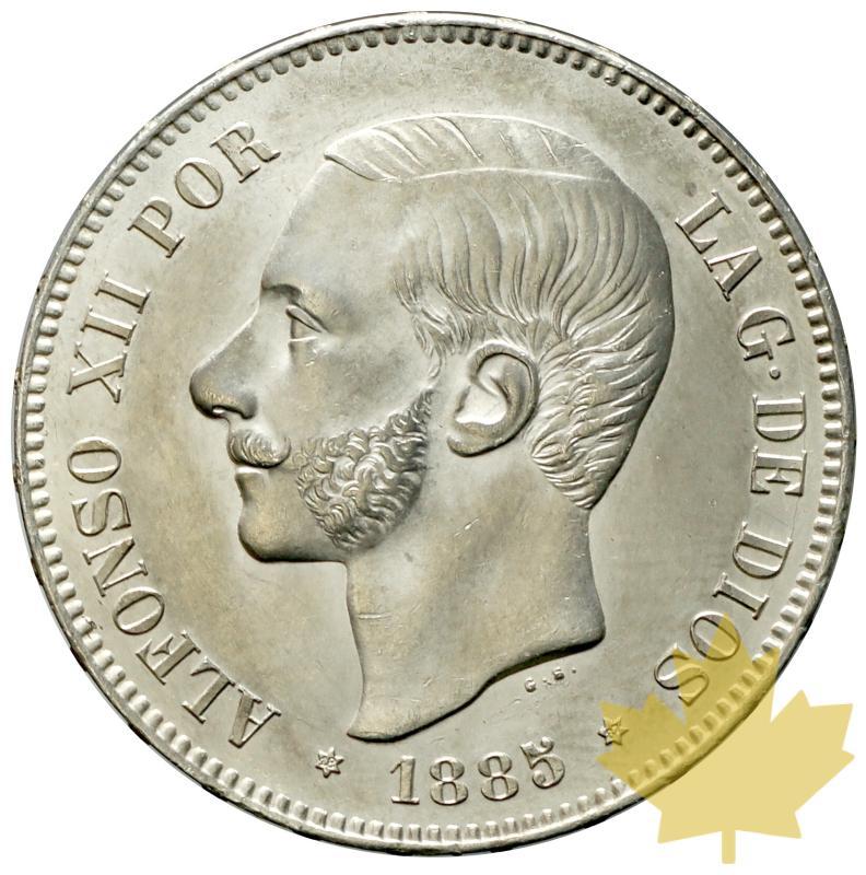 ESPAGNE-1885-5 PESETAS-Alfonso XII-SUP-FDC - 20171018165851_5PESETAS-1885-1.JPG
