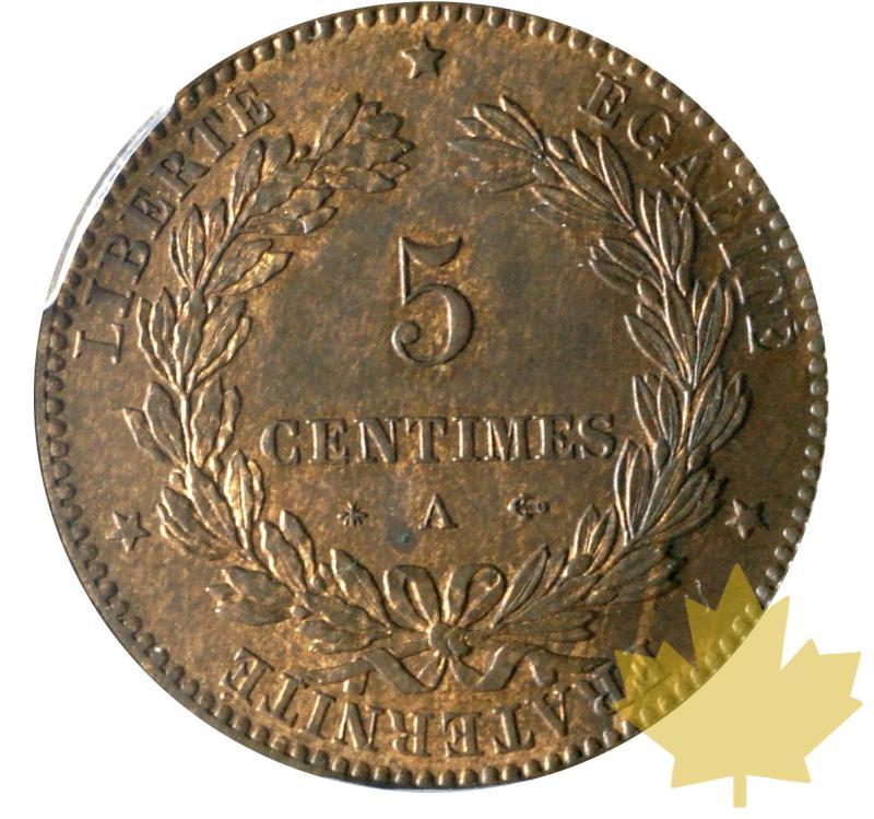 FRANCE-1876A-5 CENTIMES-Cérès-PCGS MS64RB - 20171109152414_france-5cent-1876-ms64-2.JPG