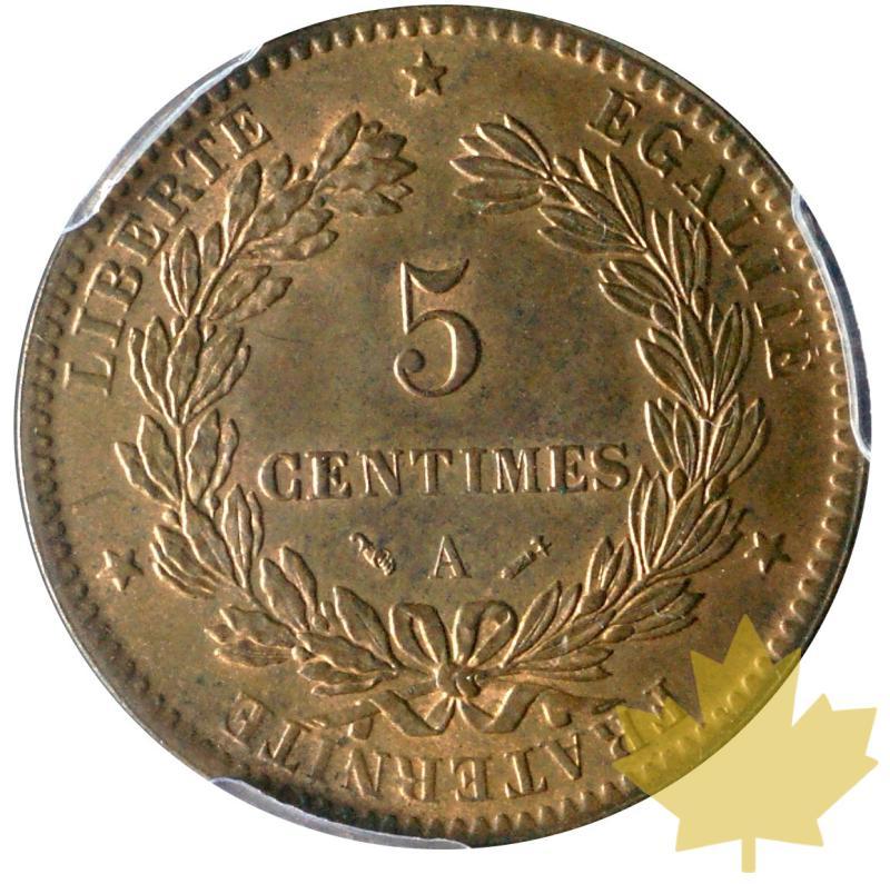 FRANCE-1883A-5 CENTIMES-Cérès-PCGS MS63RB - 20171109152703_france-5cent-1883-ms63-2.JPG