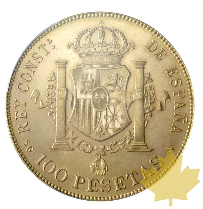 ESPAGNE-1897-100 PESETAS-Refrappe 1962-PCGS MS64 - 20171214151402_spain-100pesetas-restrike-2.JPG