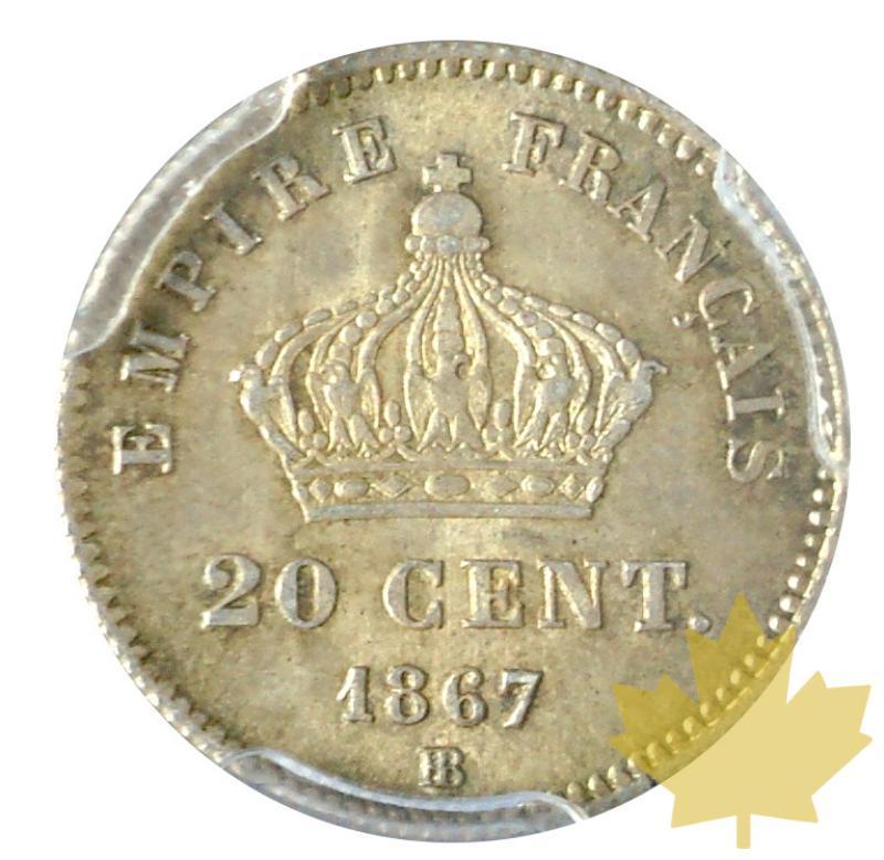 FRANCE-1867BB-20 CENTIMES-Napoleon III-PCGS MS64 - 20180213113751_20centimes-1867bb_2.JPG
