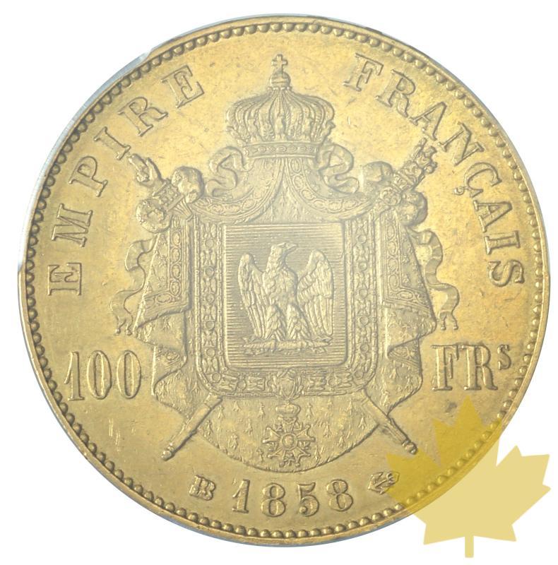 FRANCE-1858BB-100 FRANCS-NAPOLEON III-PCGS AU53 - 20180312110404_100francs-1858bb-AU53-2.JPG