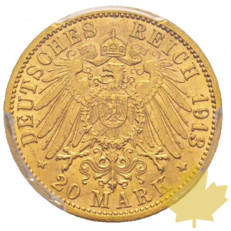 Allemagne-1913 G-20 Marks-Baden Durlach-PCGS MS62 - 20180621140424_20marks-1913g-baden-durlach.jpg