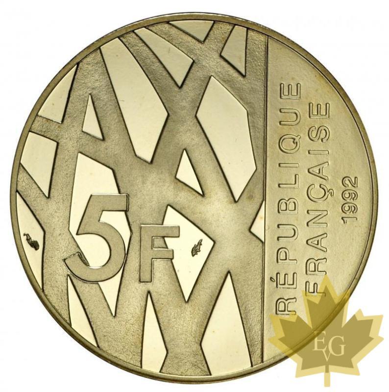 FRANCE-1992-5 FRANCS-Mendès-PROOF - 20180710123658_1992-5francs-or-2.jpg