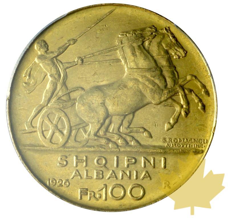 ALBANIE-1926-100 FRANGA-Amet Zogu 1925-1939-PCGS MS62 presqueFDC - 20180831151144_100franga-1926-mashop-2.JPG