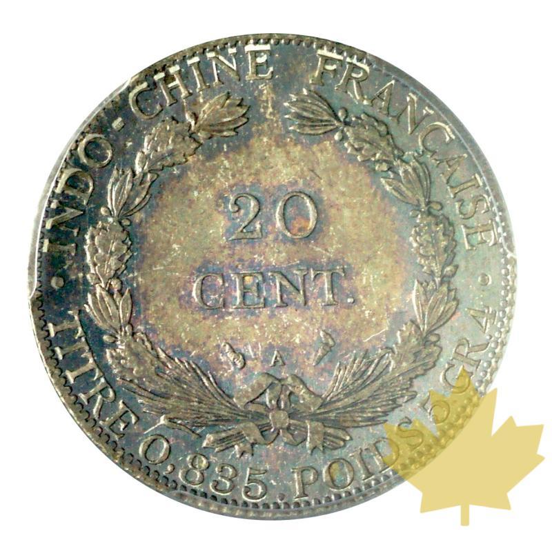 INDOCHINE-1911-20 CENTIMES-PCGS MS65 - 20180928142242_INDOCHINA-20CENT-1911-2.JPG