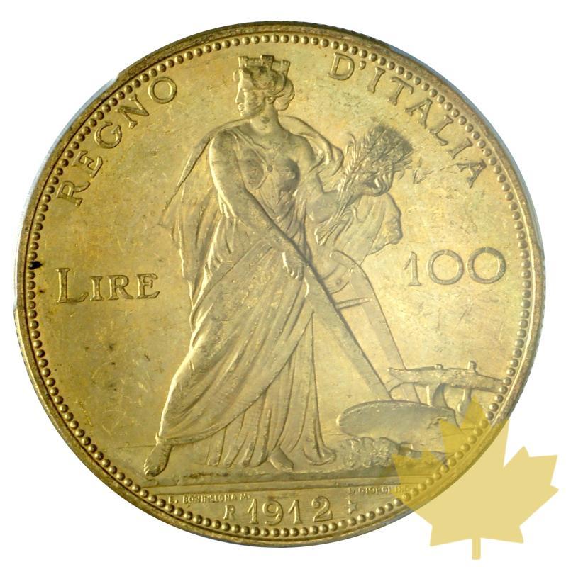 ITALIE-1912-100 LIRE-VITTORIO EMANUELE III-Aratrice-PCGS MS63 - 20180928163008_100LIRE-1912-ARATRICE-2.JPG