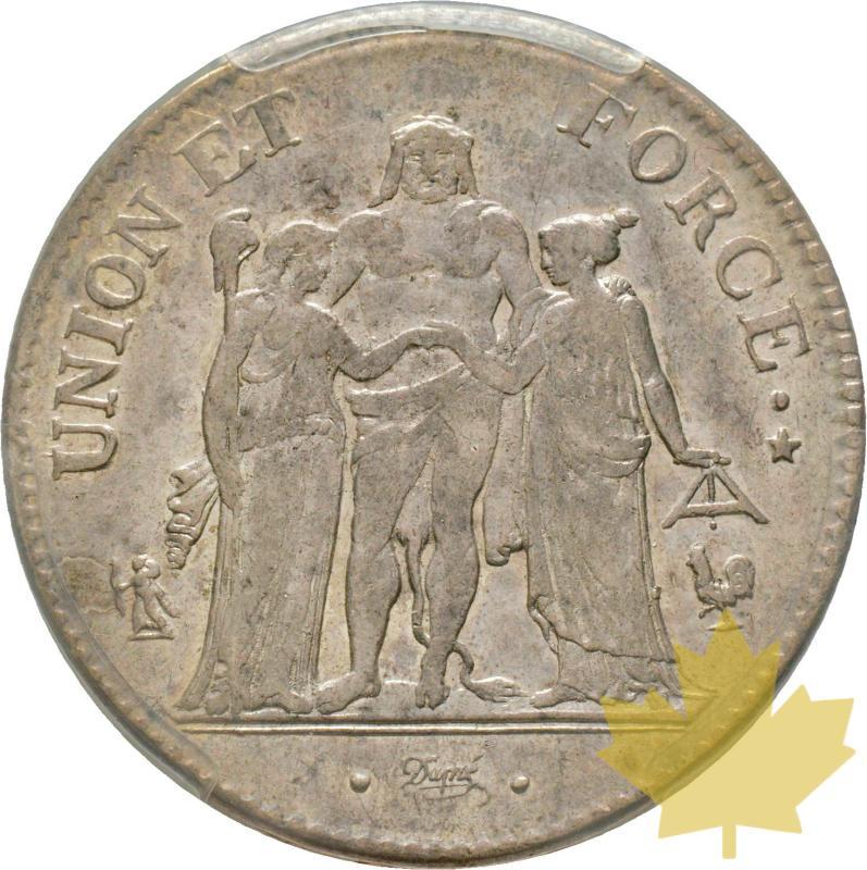 FRANCE-AN 11 A-5 FRANCS-UNION ET FORCE-PCGS AU53 - 20181128161117_5francs-an11-AU53-1.jpg