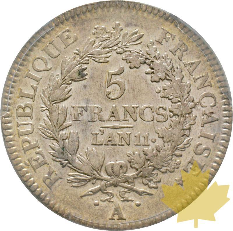 FRANCE-AN 11 A-5 FRANCS-UNION ET FORCE-PCGS AU53 - 20181128161117_5francs-an11-AU53-2.jpg
