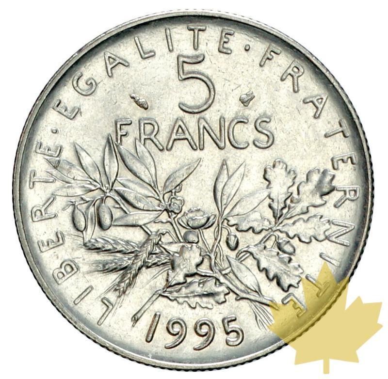 FRANCE-1995-5 FRANCS SEMEUSE-TRANCHE FAUTÉE-FDC - 20181213115421_5francs-1995-faute-2.JPG