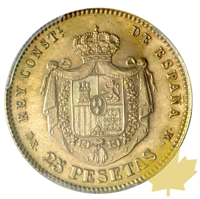 ESPAGNE-1876 DE M-25 PESETAS-ALFONS XII-PCGS MS66 - 20190104111114_25pesetas-1876-ms66-2.JPG