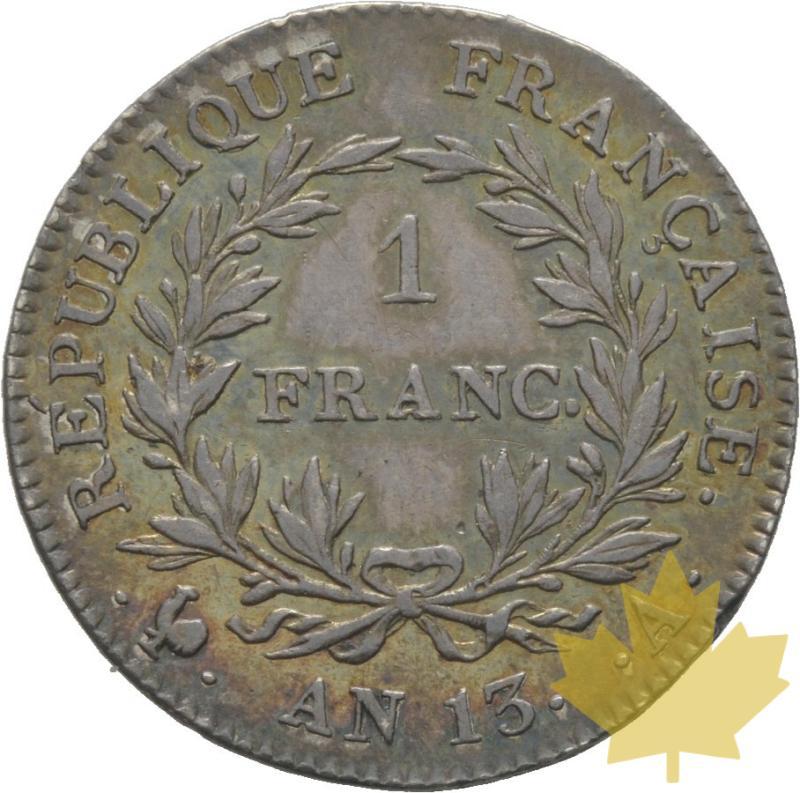 FRANCE-AN 13A-1 FRANC-NAPOLEON EMPEREUR-TTB+ - 20190206154254_1Franc-napoleon-an13a-2.jpg