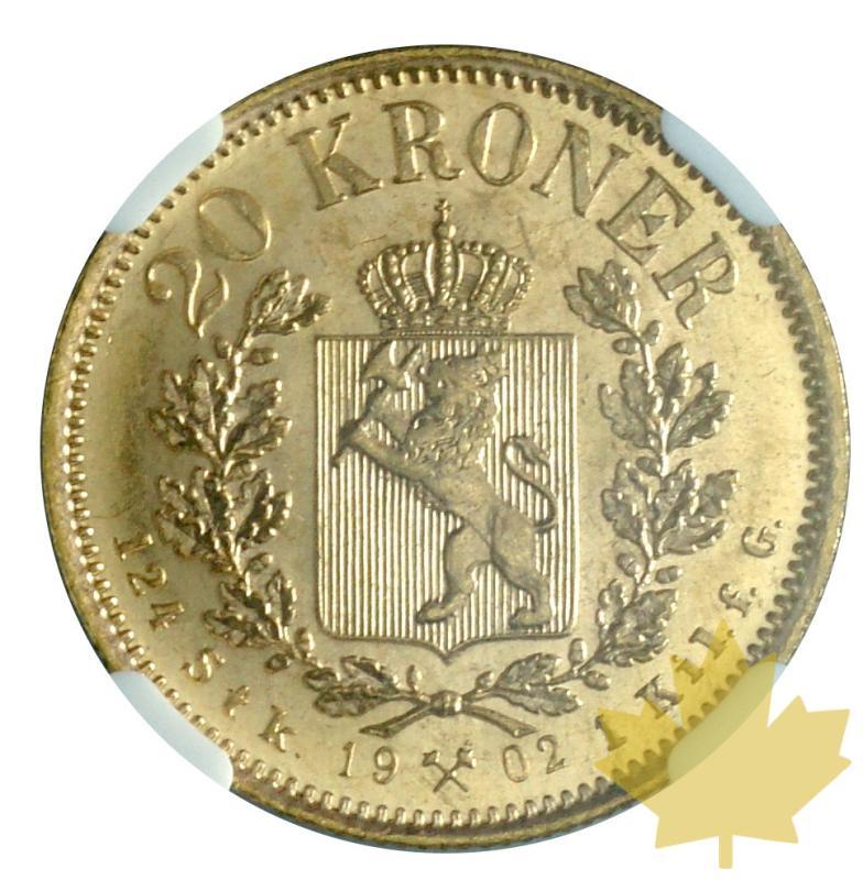 NORVEGE-1902-20 KRONER-Oscar II-NGC MS64 - 20190614165739_20KRONER-1902-NGC-MS64-2.JPG