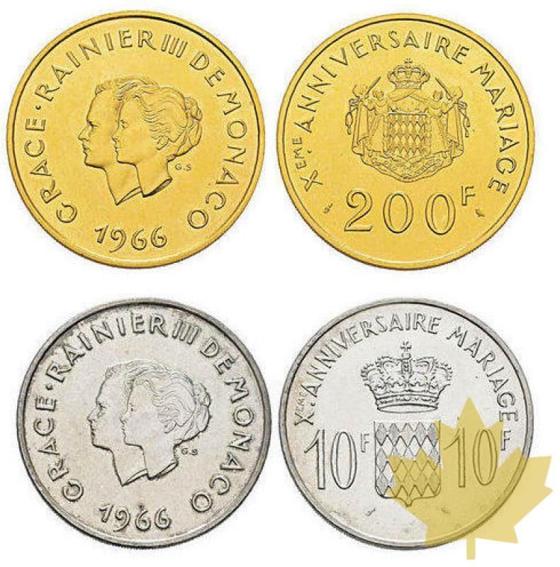 MONACO-1966-SÉRIE MARIAGE-10 et 200 Francs-FDC - 20190617150232_monaco-1966-serie-1copia.jpg