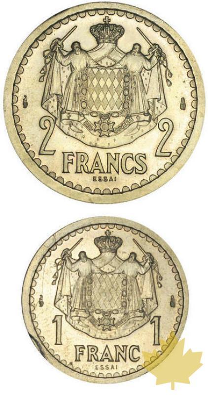 MONACO-1943-ESSAI DE 1 & 2 FRANCS LOUIS II-FDC - 20190617151354_ESSAI-LOUISII-MONACO.jpg