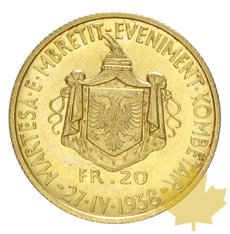 ALBANIE-1938-20 FRANGA-Zog I-FDC - 20190617162438_20franga-1938-albania-2.JPG