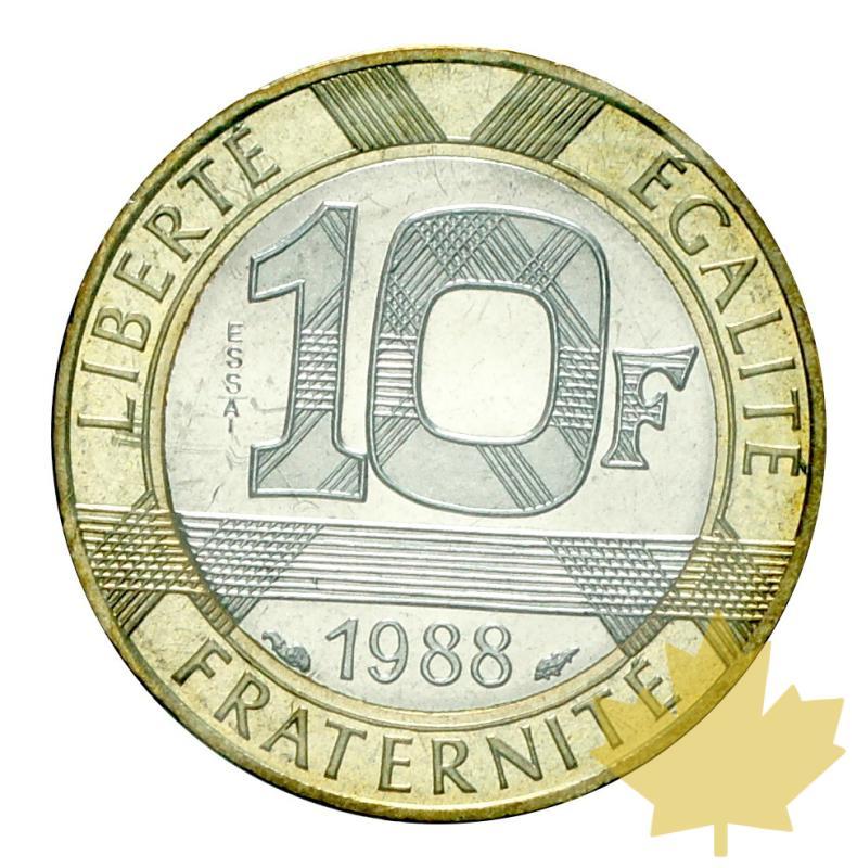 FRANCE-1988-10 FRANCS-Cinquième République-ESSAI-FDC - 20190619111646_10francs-1988-essai-1.JPG