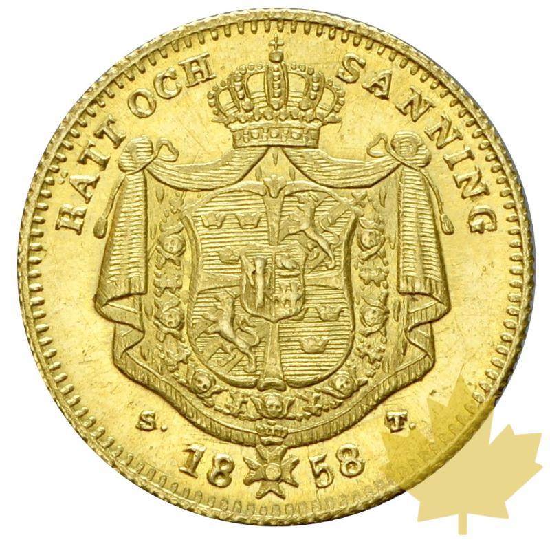 SUEDE-1858-DUCAT- Oscar I, 1844-59-FDC - 20190702134612_sweden-ducat-1858-2.JPG